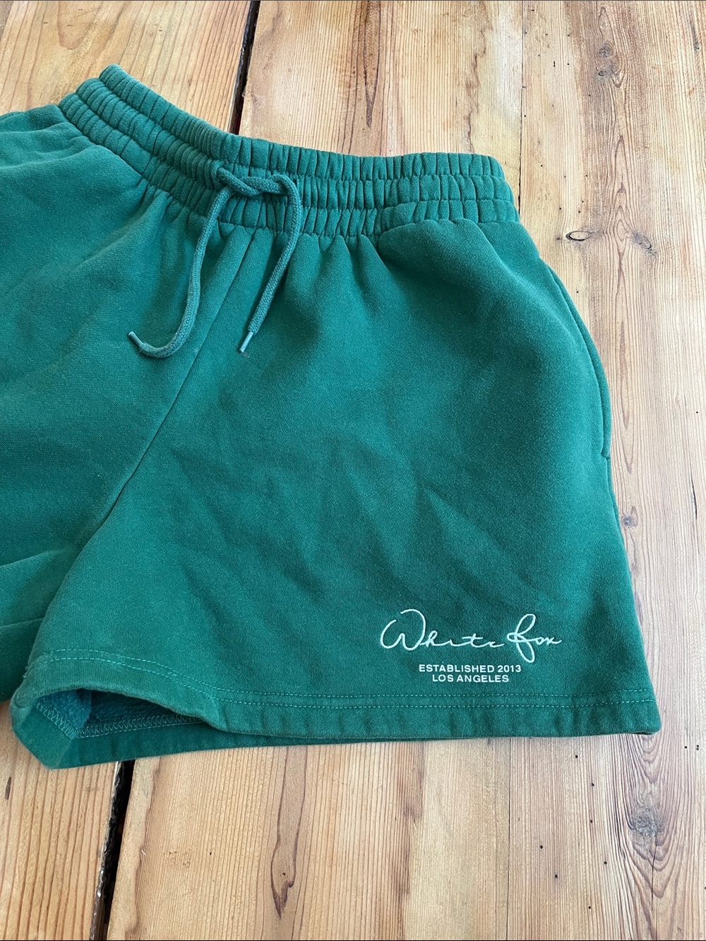 WHITE FOX M Green Thick Poly Cotton Sweat-Shorts